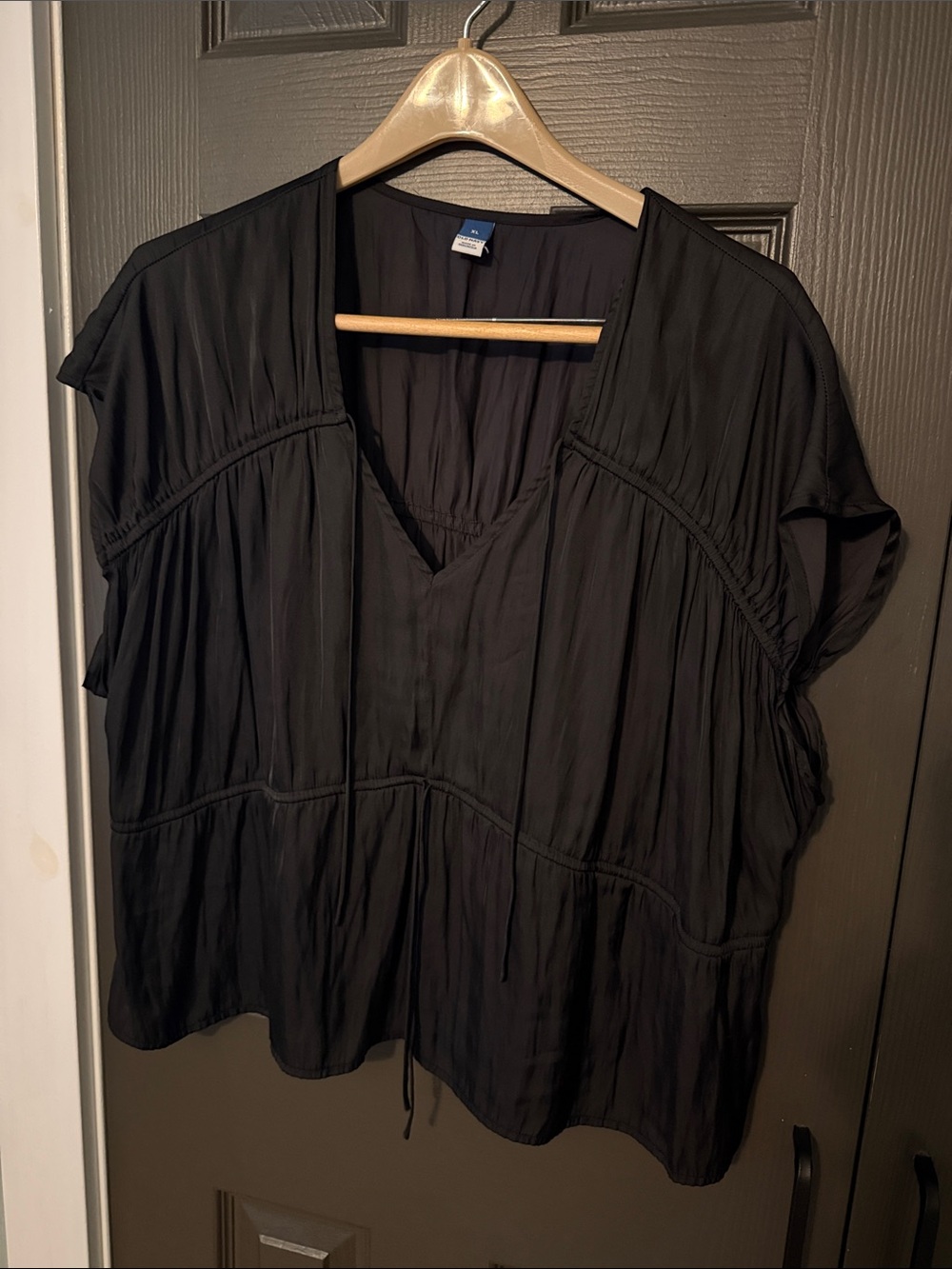 Women’s Black V-Neck Blouse - Lightweight Short Sleeve Top